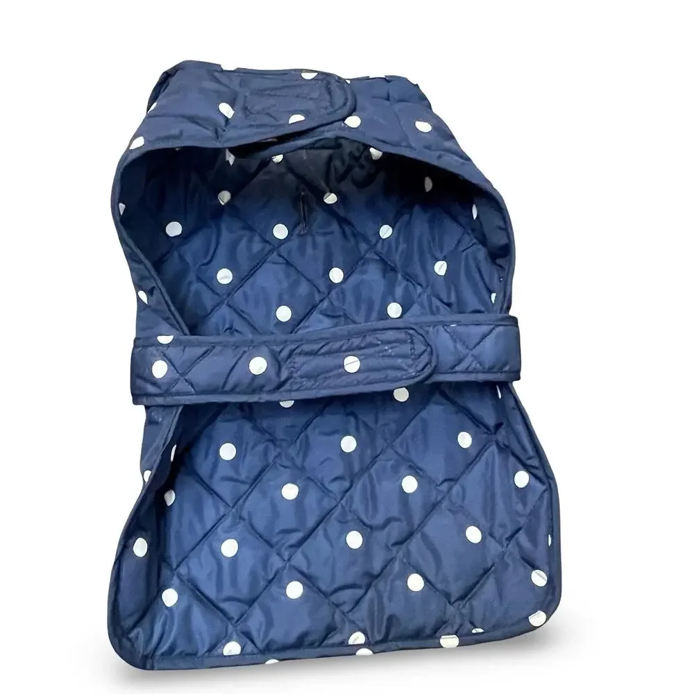 St. John's Bark Dog Jacket Blue White Polka Dot Quilted Winter Coat Size Medium